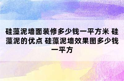 硅藻泥墙面装修多少钱一平方米 硅藻泥的优点 硅藻泥墙效果图多少钱一平方